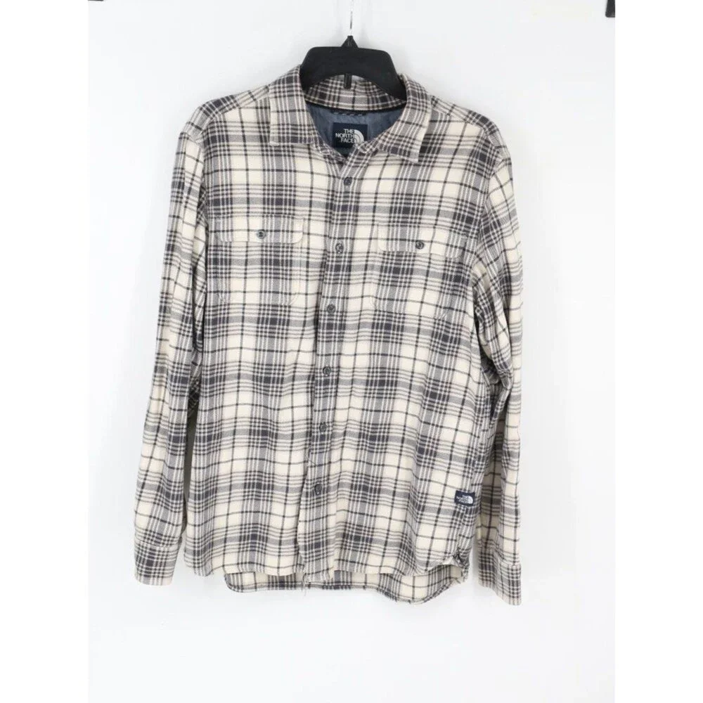 The North Face Arroyo Flannel Mens Utility Blue Plaid Size Medium Organic Cotton